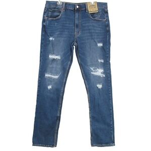 Foundry Mens Jeans Size 38X35 Dark Indigo Athletic Fit Denim Cotton Blend New